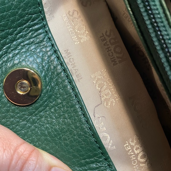 Michael Kors Hamilton Large Pebbled Leather Satchel Handbag / Tote Hunter Green - Picture 16 of 17